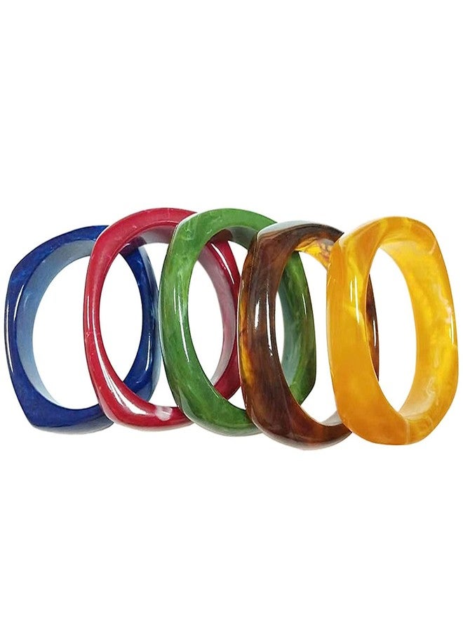 SCRDPRAD Punk Cool Colorful Square Acrylic Tortoiseshell Acetate Plate Bangles Wide Irregular Ethnic Resin Wristbands Chunky Geometric Cuff Bracelet Punk Cool Jewelry for Women-green - Image 3
